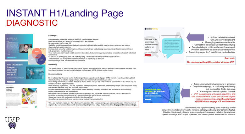 h1 banner marketing messaging global conversion diagnostic improve fix landing page